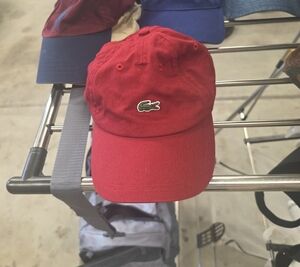 Lacoste Red Kids' Baseball Cap with Green Crocodile Logo